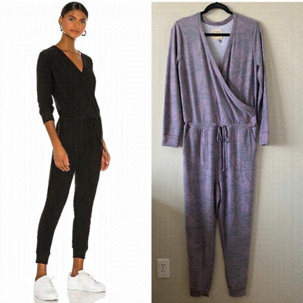 Nwot-Chaser-Purple Paisley Cozy Knit Jumpsuit